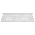 EQLOO 60 Inch Engineered Stone Bathroom Vanity Sink Top, with Undermount Rectangular Double Sinks, Vanity Countertop with 8 inch Faucet Hole Spacing and Backsplash in Lightning White