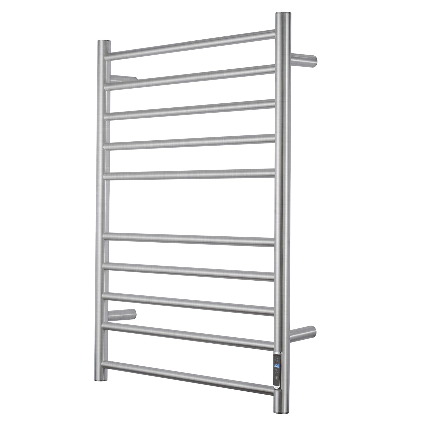 BLARALA Heated Towel Racks for Bathroom, Wall Mounted Electric Towel Warmer Racks with Timer & Temperature Control, 10 Bar Stainless Steel Towel Heater for Bathroom, Brushed Silver, Plug-in