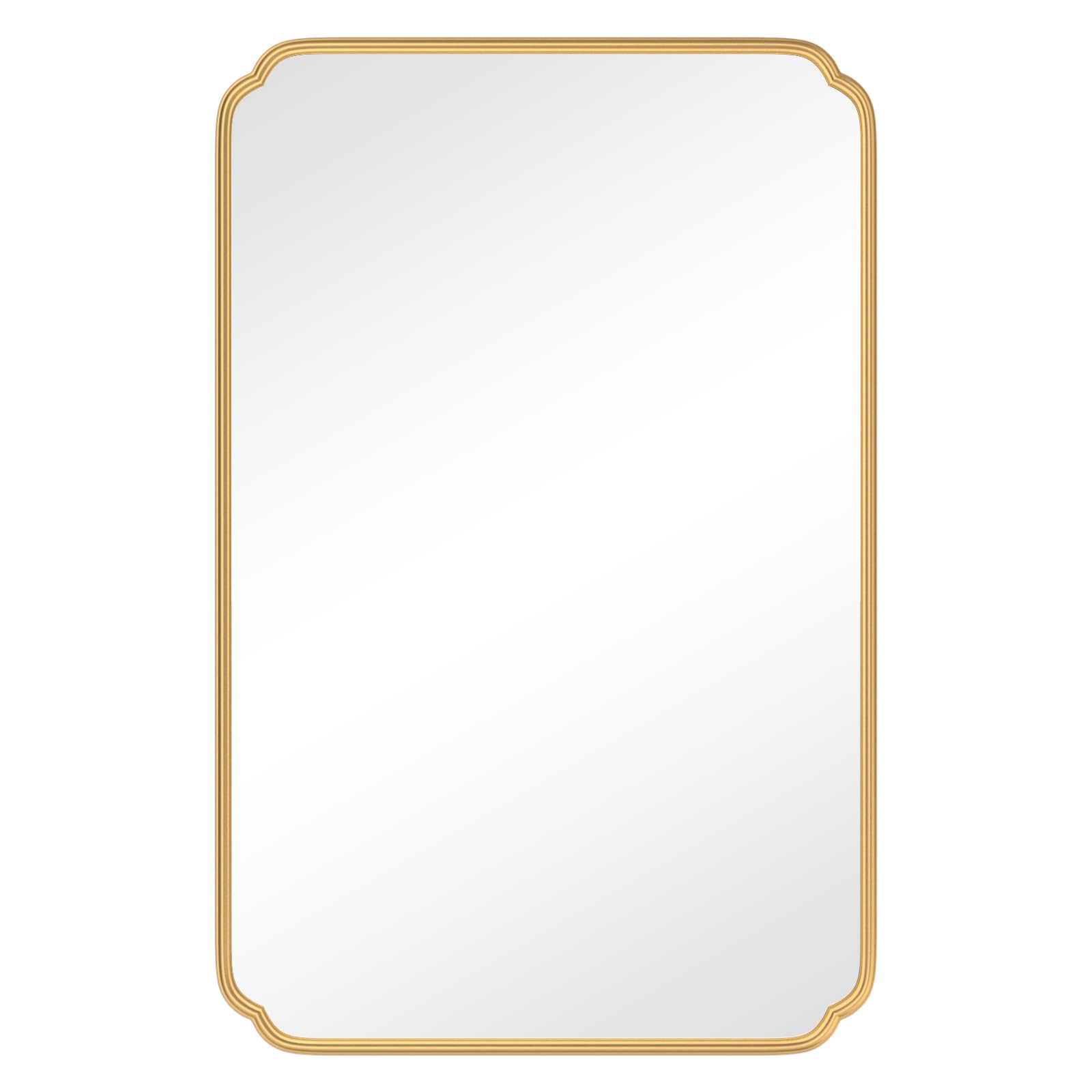 Ferytange 55X36 Inch Gold Metal Framed Bathroom Mirror for Wall, Large Rounded Rectangle Bathroom Vanity Mirror Farmhouse, Anti-Rust, Tempered Glass, Hangs Horizontally or Vertically