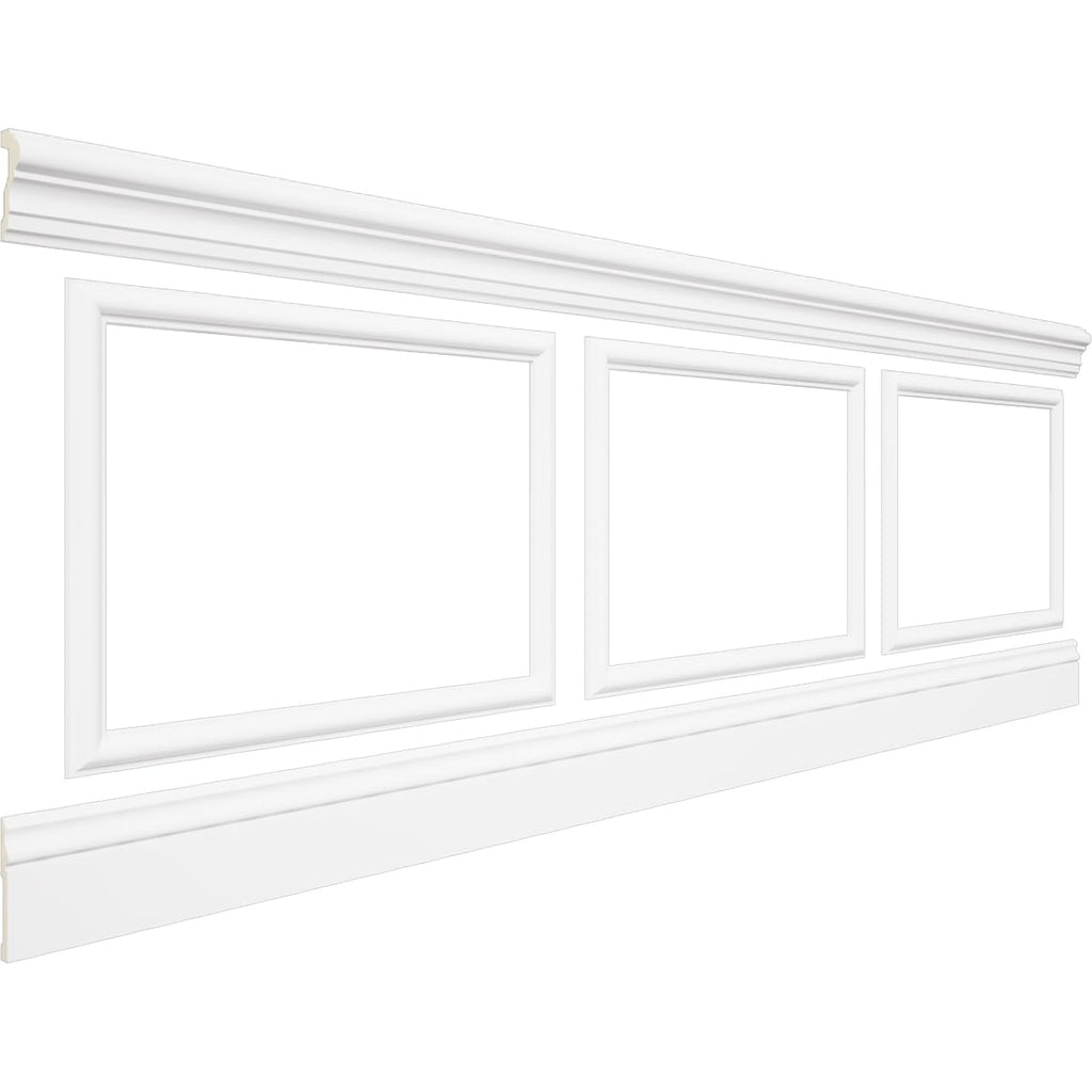 WPKUSQ101P032 94 1/2"L (Adjustable 32"H to 36"H) Ashford Square Panel Traditional Wainscot Paneling Kit
