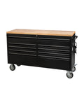 GarveeTech 61-Inch Heavy-Duty Rolling Tool Chest & Mobile Workbench with 9 Drawers, Rubber Wood Tabletop, Key Locking System, Drawer Liners and Wheels, Steel Storage Cabinet for Garage, Workshop