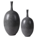 Bowery Hill Ceramic Vase Set of 2, Marbled Black and White Finish, Modern Design, Matte White Interior, 16" and 20" Height, Decorative Home Accent for Living Room or Entryway