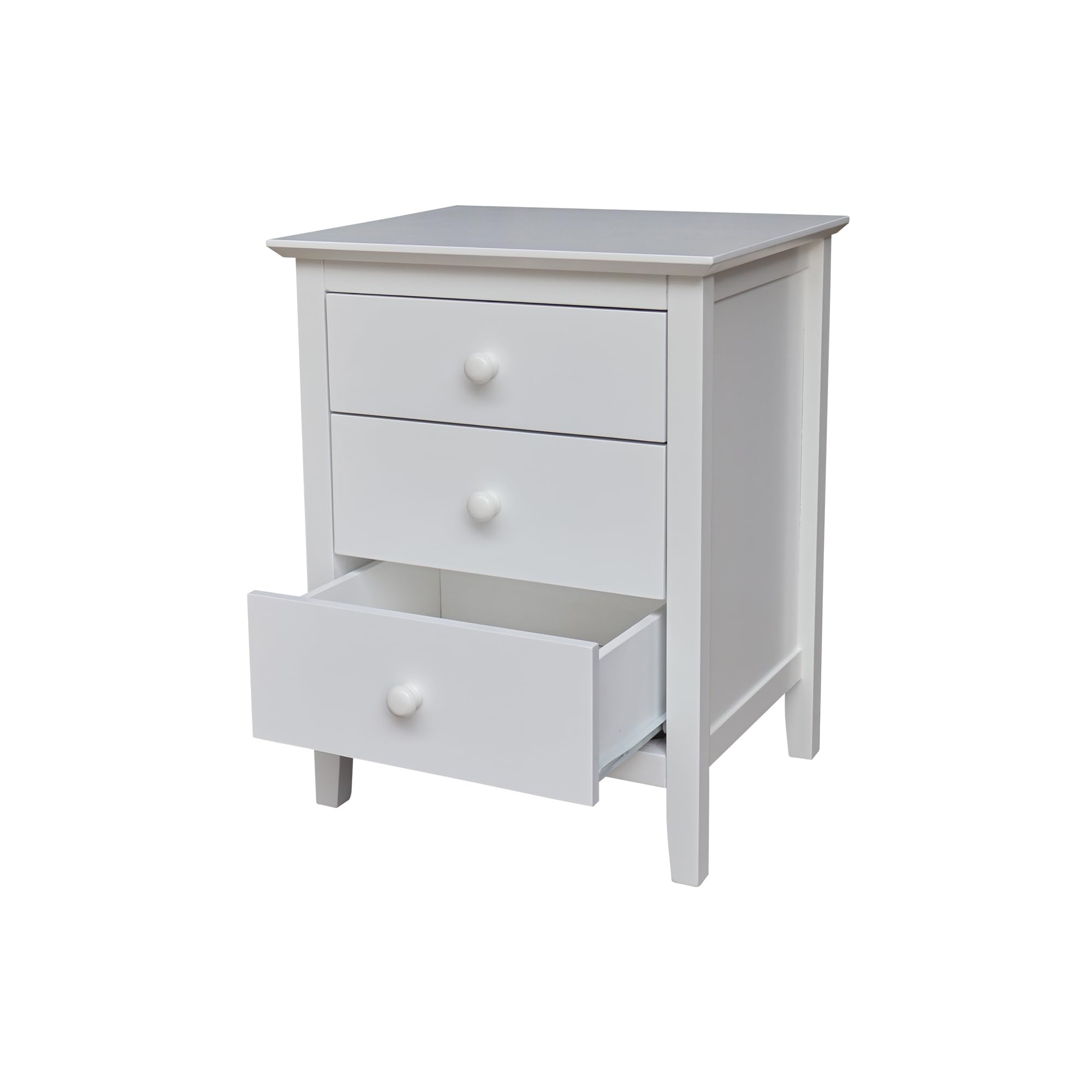 International Concepts Solid Wood Bedroom Nightstand with 3 Drawers in White