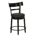 FDW Swivel Counter Height Bar Stools Set of 2 with Back, 24 Inch Upholstered Bar Stools, 360° Swivel Seat with Footrest, Black