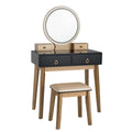 AUGESTER Vanity Set Touch LED Mirror, Dressing Table w/ Brightness Adjustable & 3 Hues Mirror, 4 Sliding Drawers, Well-Padded Stool, Modern Bedroom Makeup Vanity Set Women Girls, Black,white,navy