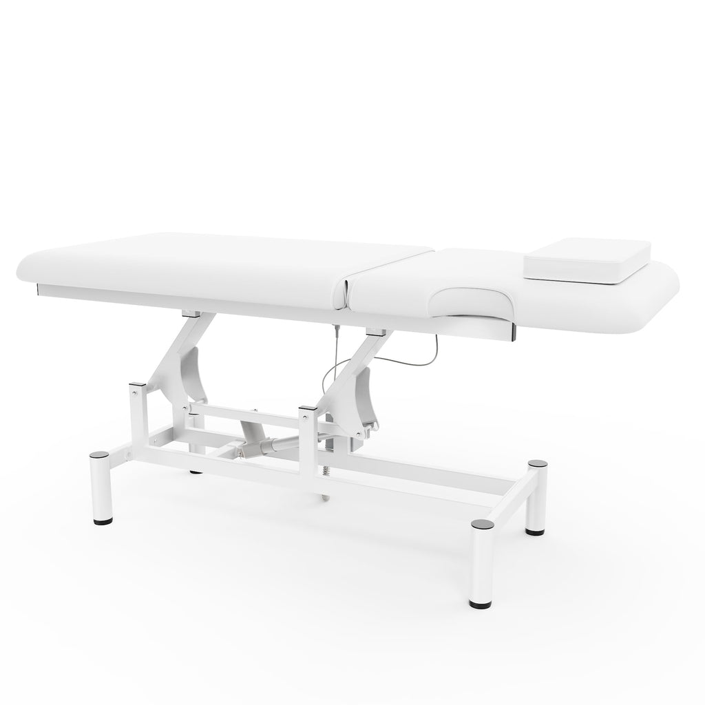 Dolonm 2 Motors Electric Massage Table, Hydraulic Electric Lift Adjustable Backrest and Height Lifting for Treatment, Physical Therapy, Spinal Massage, Facial Spa, Waxing, Tattooing - White