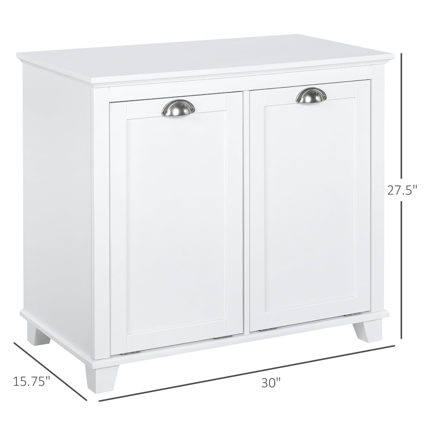 Geelife Tilt-Out Laundry Sorter Bathroom Cabinet, White - MDF White - Front Tilt Out Hamper - Bathroom, Design
