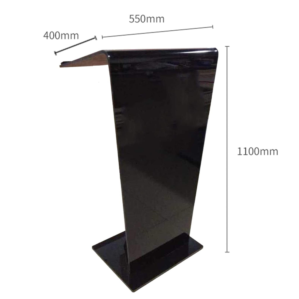 JOuan Lectern Podium Stand, Acrylic Church Podium, Portable Podium Stand, Black Podium Stage Host Desk Hotel Welcome Desk Auditorium Reception Desk Company Training Consultation Desk