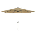 Island Umbrella Calypso 11 ft Octagon Patio Umbrella – With Crank Lift, Push-Button Tilt, Rust-Resistant Aluminum Pole, 8-Rib Frame, Solar LED Lights & Breez-Tex Weather-Resistant Canopy – Champagne