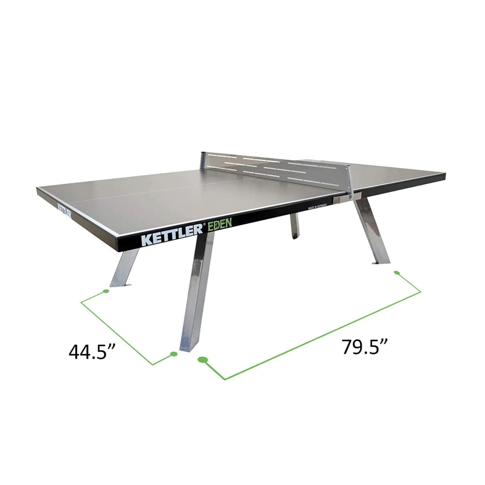 KETTLER Eden Weatherproof Stationary Outdoor Table Tennis Table with Galvanized Steel Legs and Permanent Net and Post System