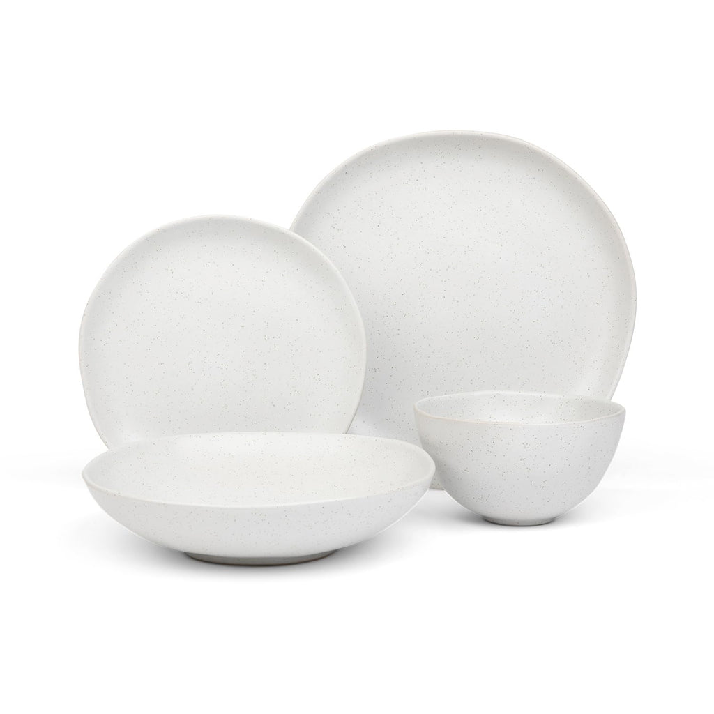 Trasa Home by Larder & Vine, Eco-Friendly High Fired Artisan Stoneware, Organic & Modern Dinnerware, 16 piece set, 4 place settings (Millstone)