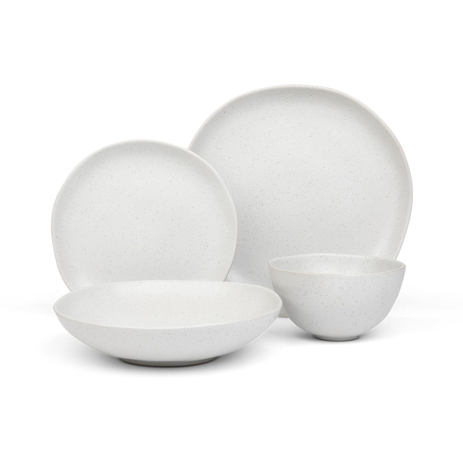 Trasa Home by Larder & Vine, Eco-Friendly High Fired Artisan Stoneware, Organic & Modern Dinnerware, 16 piece set, 4 place settings (Millstone)