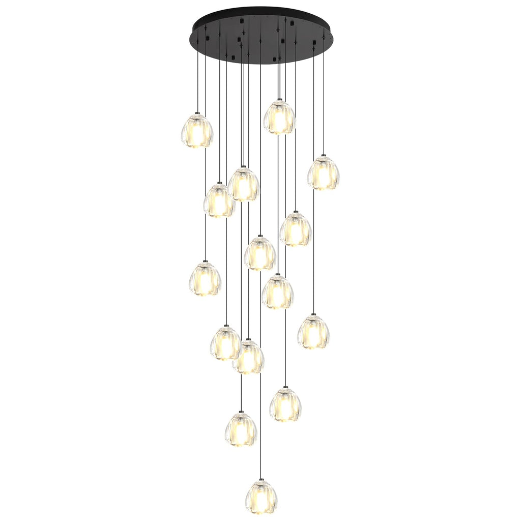 ABTTOI 16-Lights High Ceiling Chandelier H130 Modern Chandeliers LED High Ceiling Pendant Light Bubble Crystal Chandelier for Foyer Hallway Stairwell Black Adjustable Long Lights Fixture