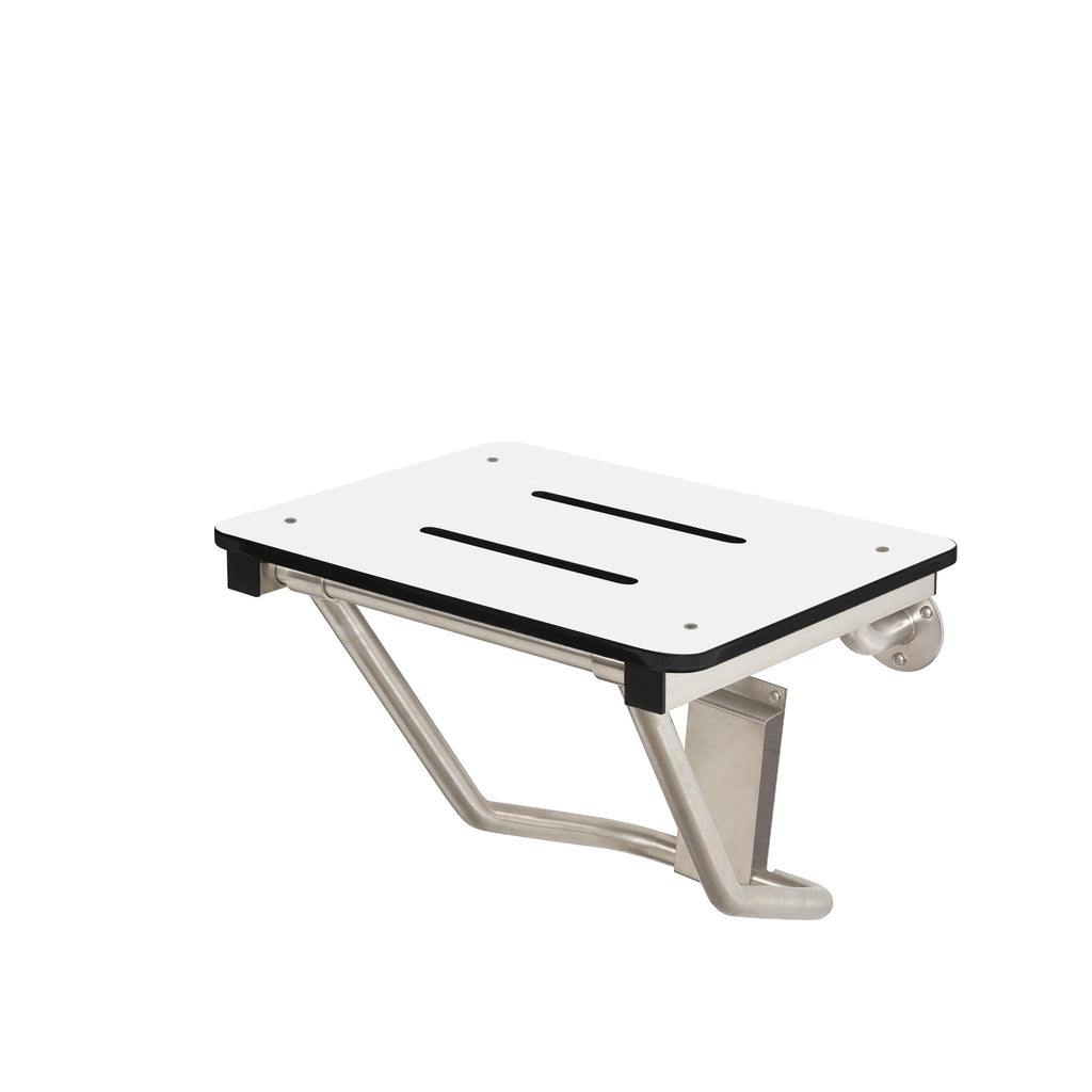 Seachrome Lift-Assist Shower Seat, Yoke-Style Bench, Wall Mount, 22" x 15", Solid White Phenolic