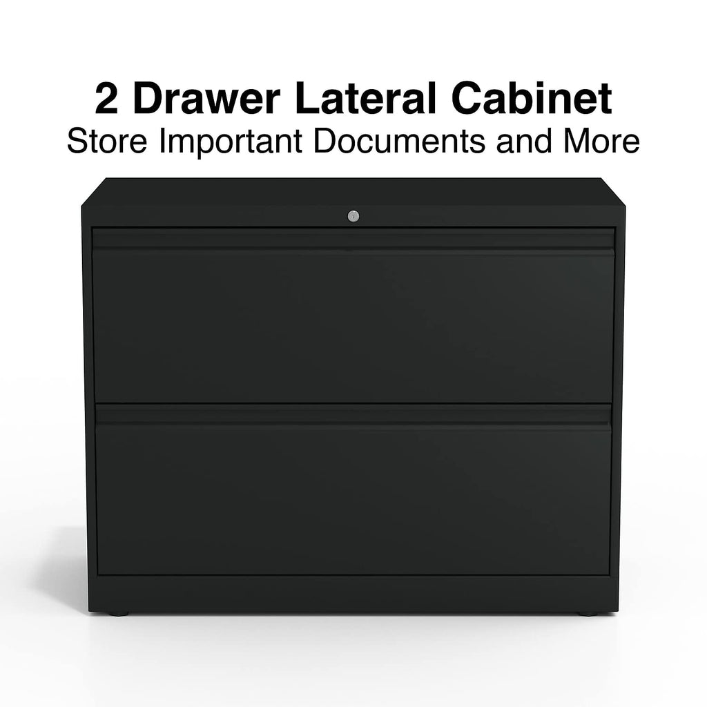STAPLES 870395 Branded Commercial 36-Inch Wide 2-Drawer Lateral File Cabinet Black