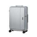 LEGEND WALKER 24" Checked Luggage, Front Opening Expandable Hardshell Suitcase with Spinner Wheels, TSA Lock, USB Port & Cup Holder, Silver, 5524-60