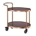 UPGENT 2 Tier Bar Serving Cart Table Kitchen Wine Storage Cart, Serving Trolley with Lockable Wheels for Home,Golden (Silver) (Gold) (Gold)