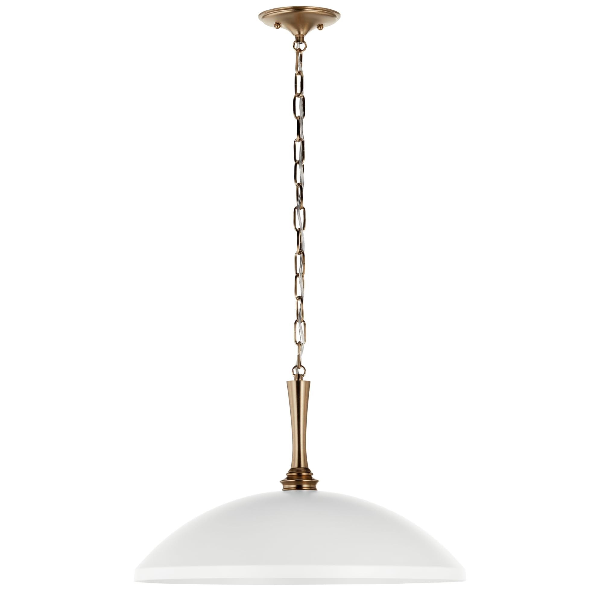 Kichler Delarosa 1-Light Pendant Light Fixture, Traditional Hanging Lamp with White Shade and Champagne Bronze Hardware for Kitchen Island, Dining Room, or Hallway (12.75" x 20.25"), 52638WH