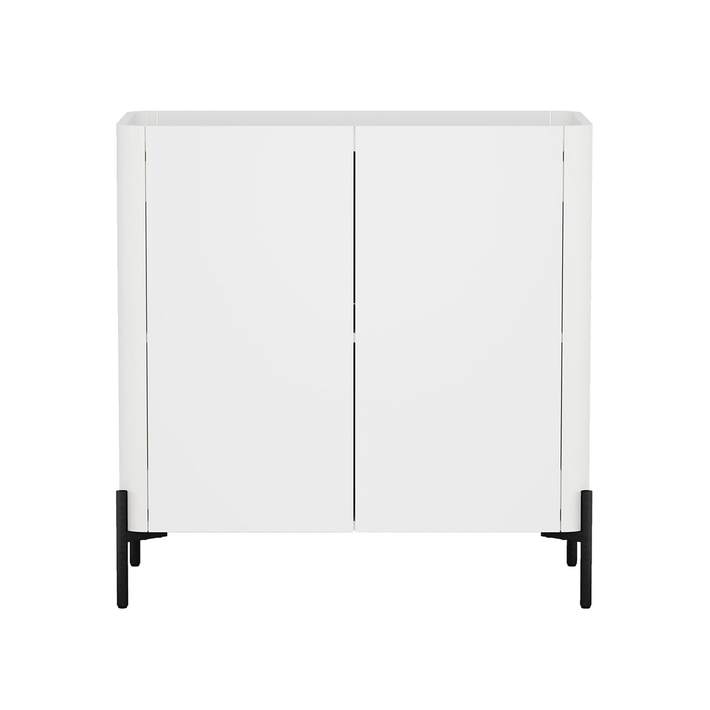 Manhattan Comfort Abbey Accent Cabinet with Doors, Tray Top Design and Adjustable Shelves, Sleek Modern Storage Furniture for Dining Area, Living Room Entryway, White