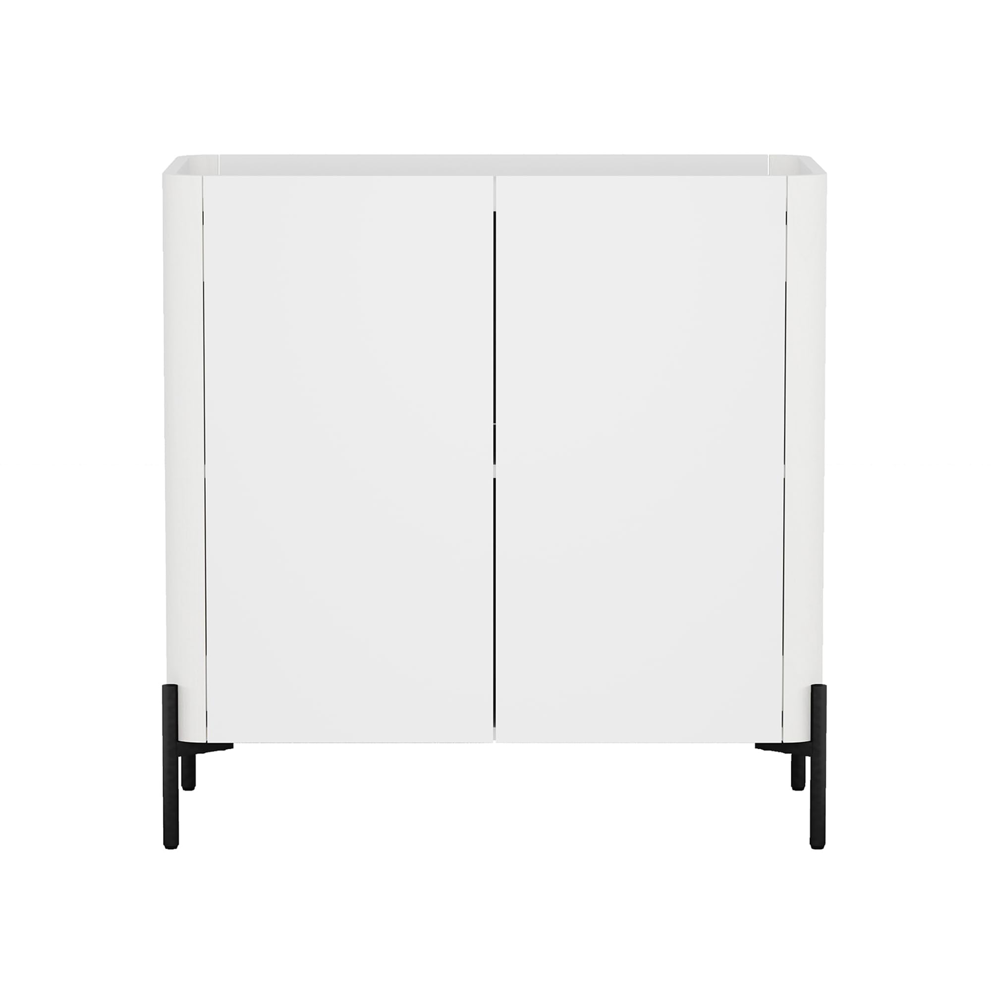 Manhattan Comfort Abbey Accent Cabinet with Doors, Tray Top Design and Adjustable Shelves, Sleek Modern Storage Furniture for Dining Area, Living Room Entryway, White