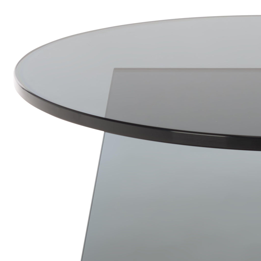 SAFAVIEH Furniture - Latika Tinted Accent Table - Grey Tinted Glass - Fully Assembled - Ideal for Living Room, Bedroom, 19.7" W x 19.7" D x 17.7" H (ACC7301A)