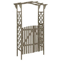 Fregramei Wooden Pergola with Gate, Outdoor Climbing Plants Garden Arbor for Lawn, Poolside, Backyard, Patio, Terrace, 45.7"x15.7"x80.3" Gray Solid Firwood,-254