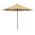 California Umbrella 9' Premium Commercial Hardwood Patio Umbrella, Manual Lift With Sunbrella Antique Beige Fabric