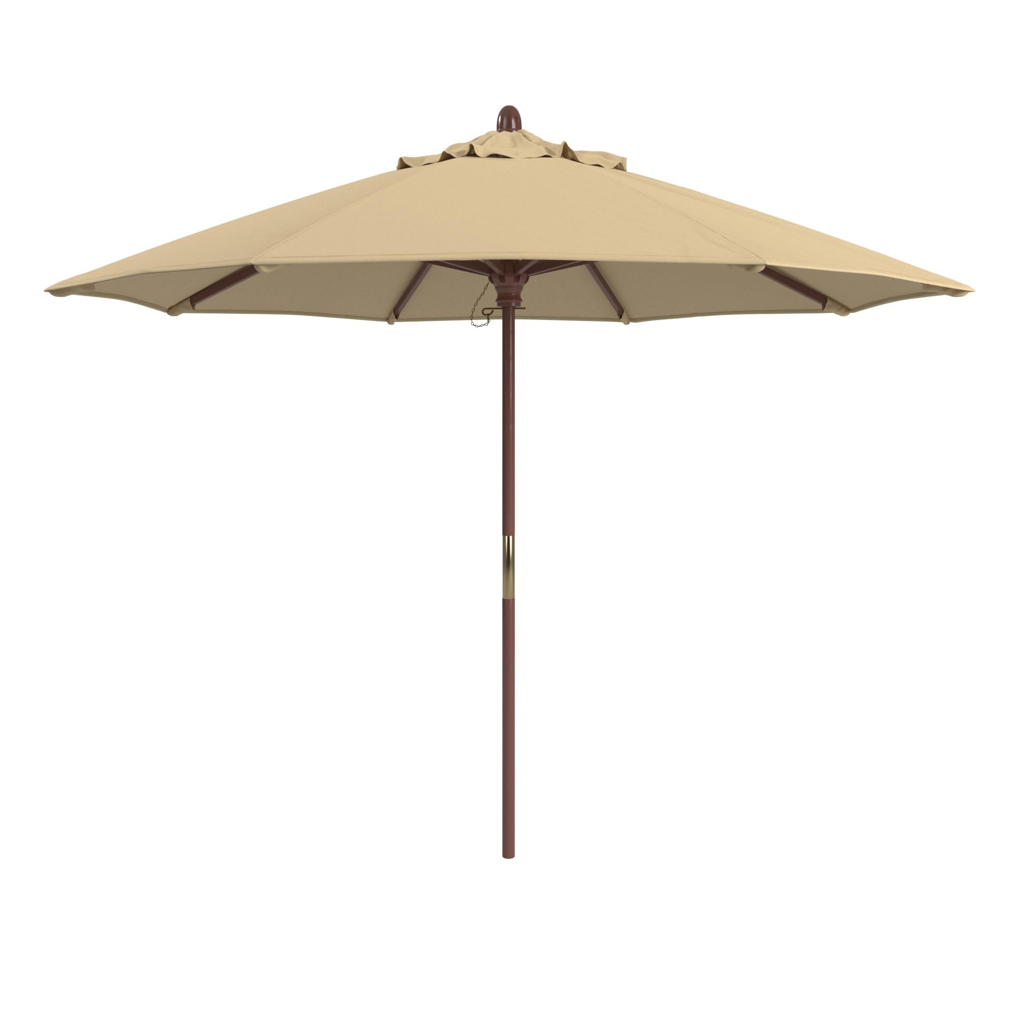 California Umbrella 9' Premium Commercial Hardwood Patio Umbrella, Manual Lift With Sunbrella Antique Beige Fabric