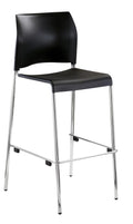 OEF Furnishings OEF8710B-11-10-A/4 Commercial-Grade Bar Height Stack Chair with Arms (Vinyl Padded Seat and Back, Black, Chrome Frame, 4-Pack)