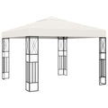 Cream Polyester Gazebo, 9.8x9.8 ft Square Outdoor Canopy Tent with Powder-Coated Steel Frame, Water Resistant UV Protection for Patio, Garden, Terrace Outdoor Structures