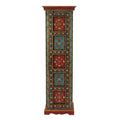 Starlight Canyon Home Hand Painted Tall Storage Cabinet, Boho Eclectic Merranti Wood Accent Cabinet for Living Room in Multicolor Finish