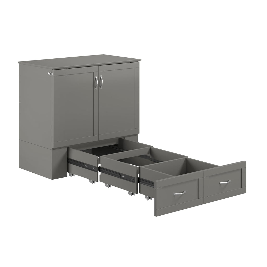 AFI, Hamilton Twin XL Murphy Bed Chest with 6" Mattress, Storage Drawer, and Built-in USB Charger, Grey