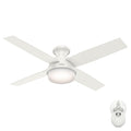 Hunter 52 inch Indoor Ceiling Fan with LED Light and Remote Control - White Modern Ceiling Fan, Low Profile Mount, 4 Blades, For Bedroom, Living Room, or Kitchen, Quiet - Dempsey 59242, Fresh White