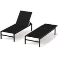 HAPPYGRILL Aluminum Chaise Lounge Chair, Heavy-Duty Patio Recliner W/ 6-Level Backrest & Breathable Fabric, Outdoor Lightweight Reclining Lounge Chair for Backyard, Poolside, Porch (2, Black)