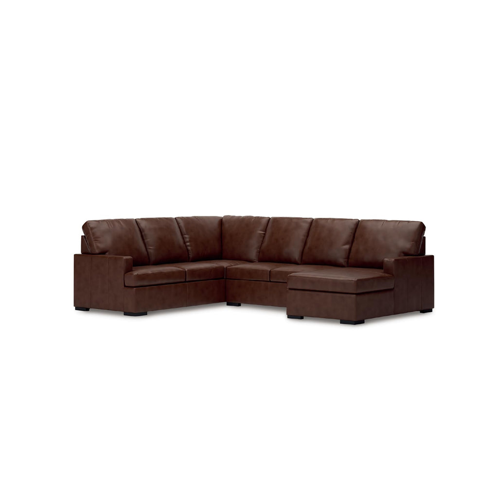 Signature Design by Ashley Modern Day U-Shape Left-Arm Facing Modern Leather Match 3-Piece Sectional with Chaise, Removable Cushion, Dark Brown