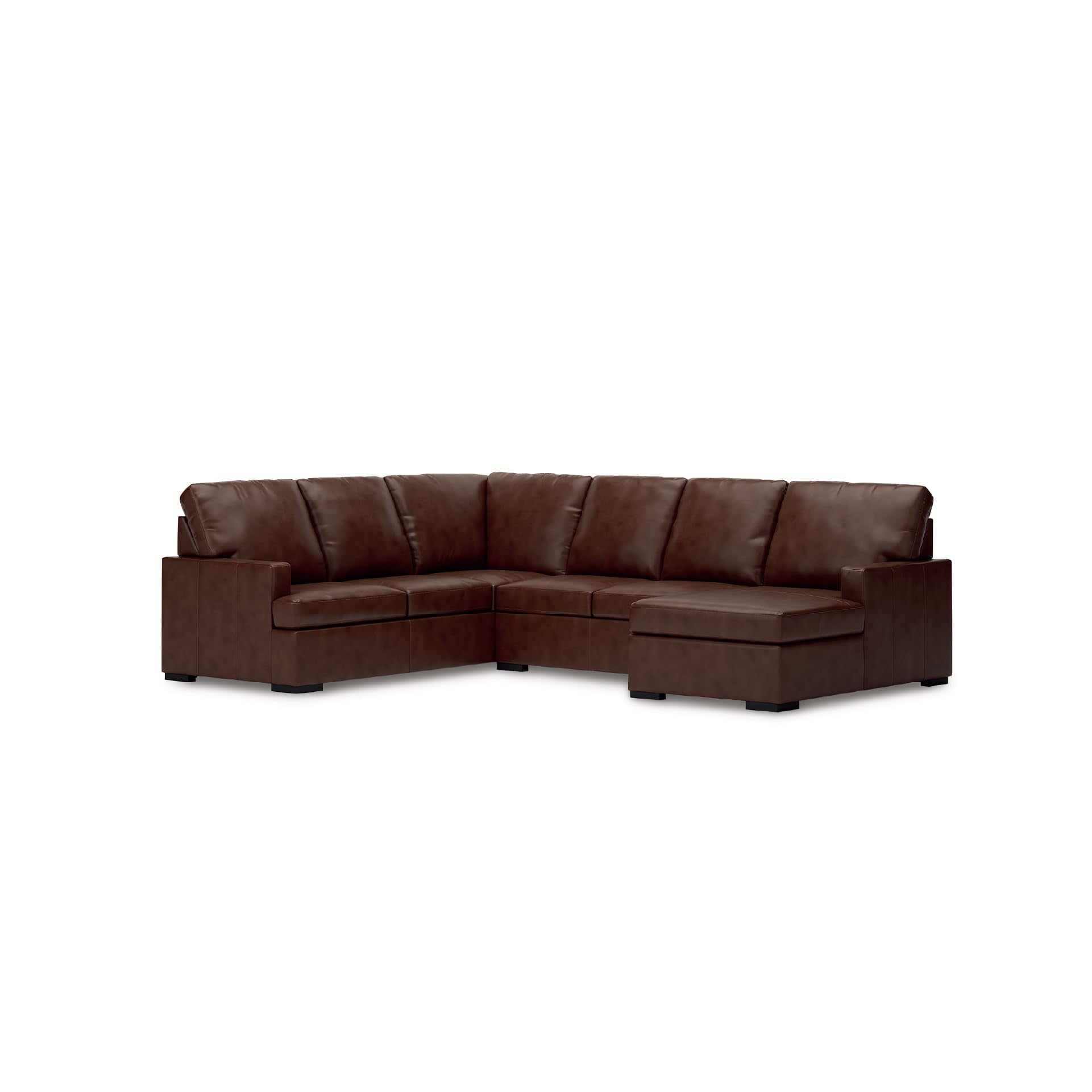 Signature Design by Ashley Modern Day U-Shape Left-Arm Facing Modern Leather Match 3-Piece Sectional with Chaise, Removable Cushion, Dark Brown