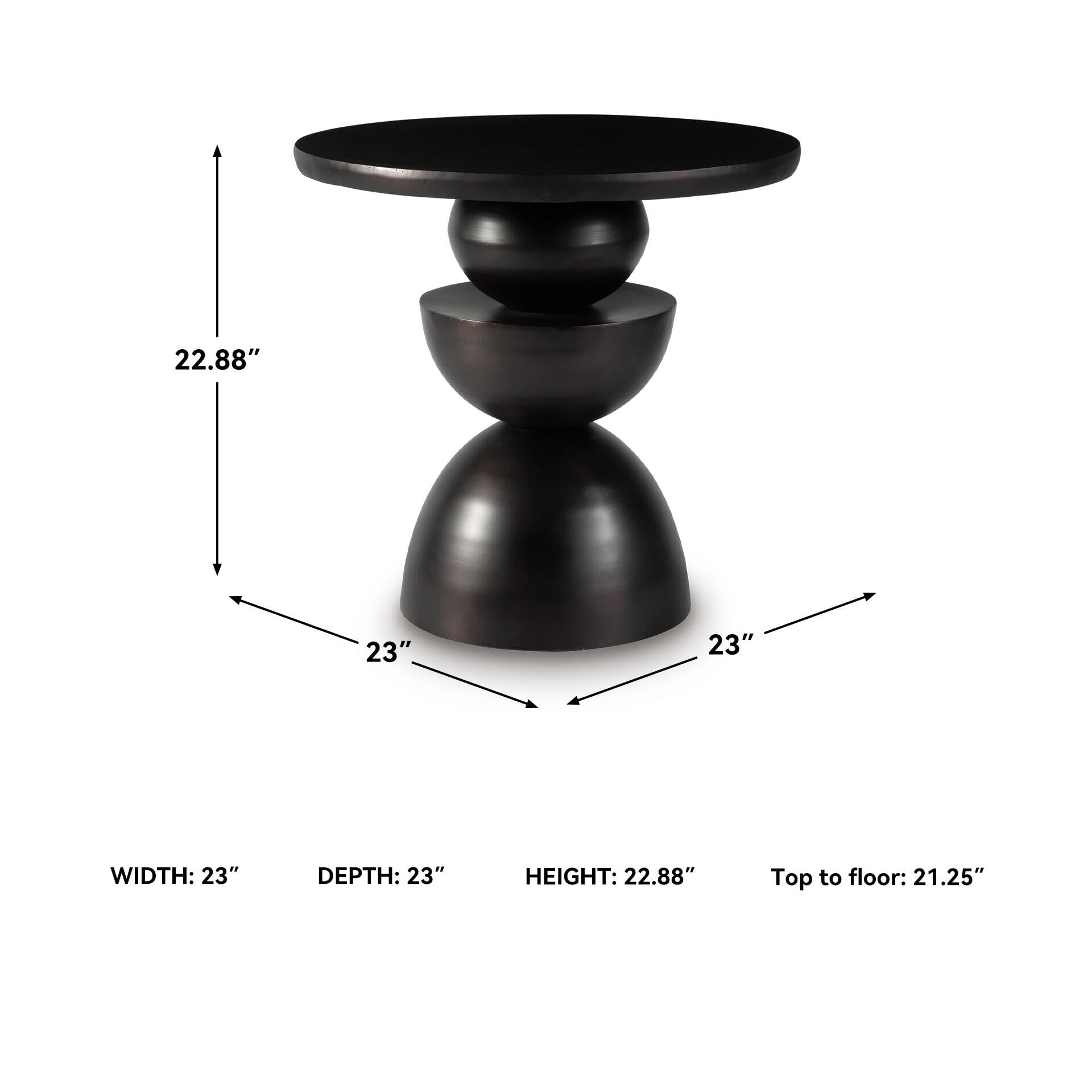 Signature Design by Ashley Kurtson Modern Metal Accent Table with Pedestal Base, Black