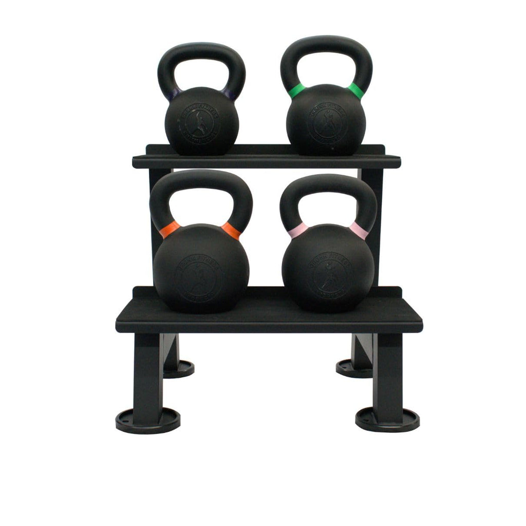 Gronk Fitness Kettlebell Rack | 2-Tier Heavy-Duty Weight Storage Shelf for Home Gym | Scratch-Resistant Padded Shelves | Organize Kettlebells, Dumbbells, and Gym Equipment | Easy Assembly