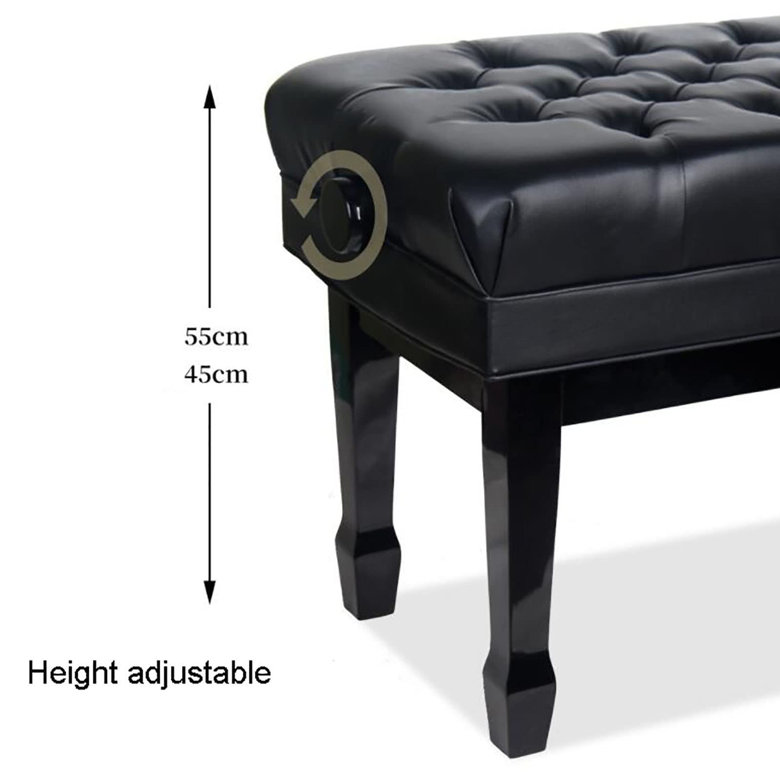 FKTHYO Piano Stool Luxury Leather Piano Stool Solid Wood Piano Bench with Large Storage Box,Adjustable Height,Comfortable and Ergonomic