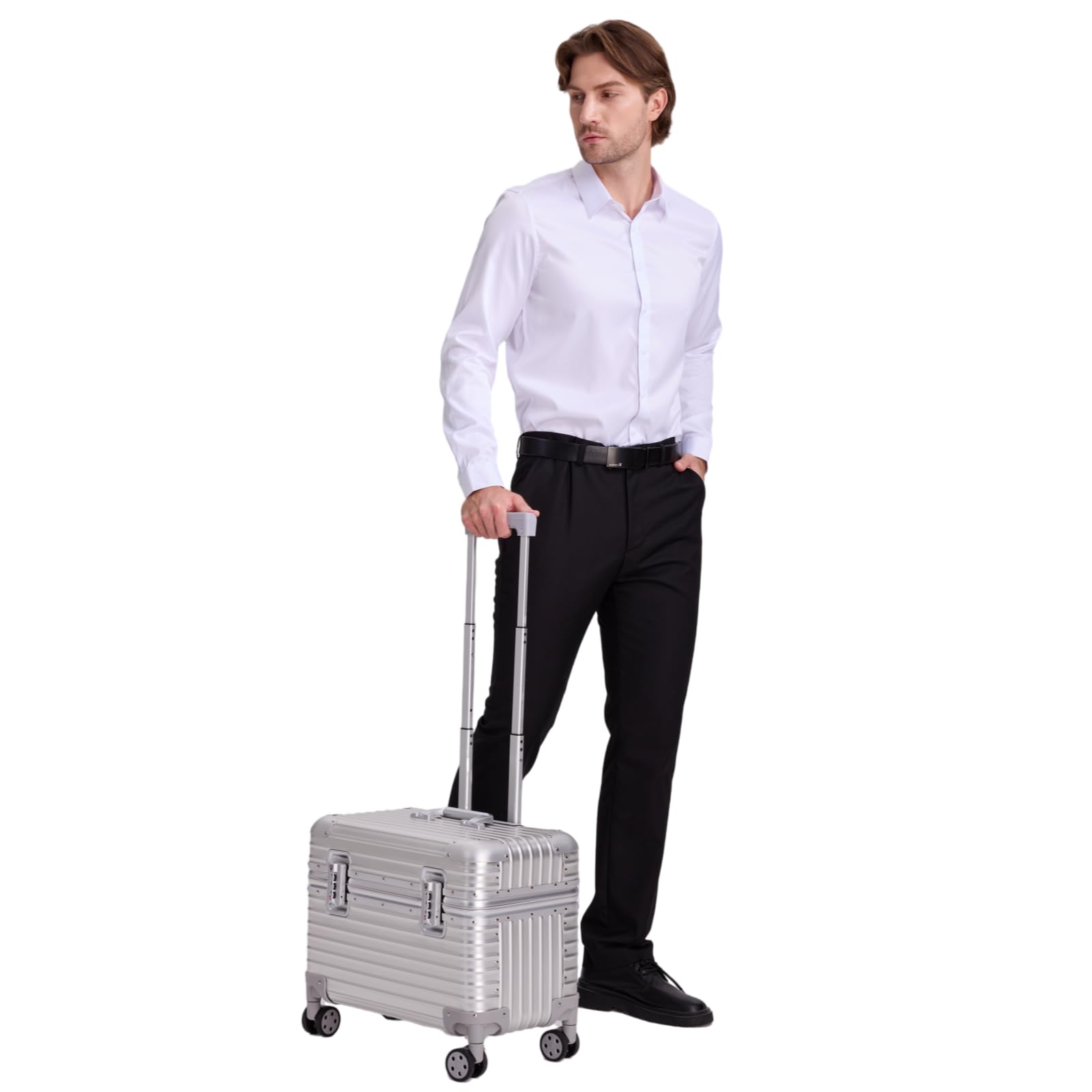 Perle Path Full Aluminum Camera Carry-On Luggage DSLR Shockproof TSA lock Photography Gear Case with Removable Dividers & 360° detachable Wheels Luggage Rolling camera bag Camera storage case (silver)