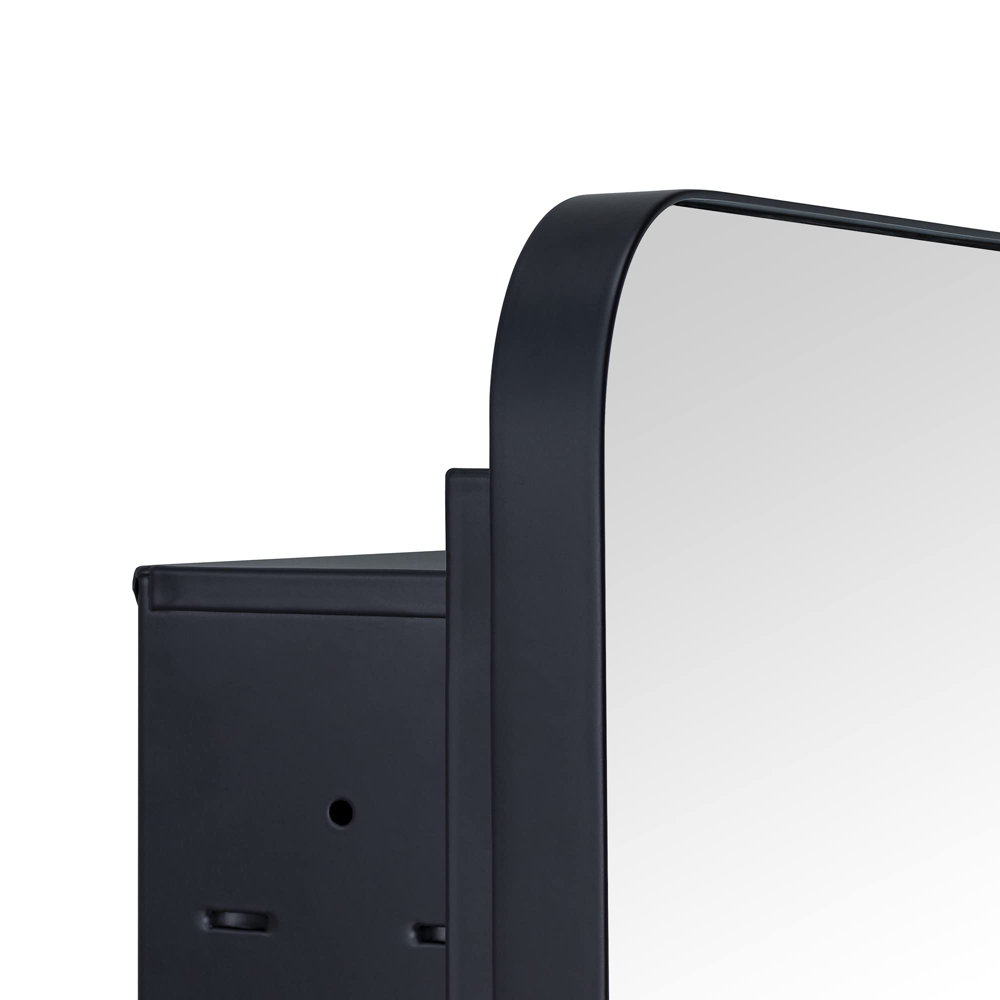 EGHOME Matt Black Rectangle Recessed Bathroom Medicine Cabinet with Mirror Stainless Steel Metal Framed Rounded Rectangular Bathroom Cabinet with Mirror 24x36''
