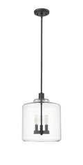 ML Lighting | Asheville Collection | 46933-MB | Metal 3-Light Pendant in Matte Black with Clear Glass Shade | Adjustable 3-Section Stem Design | Modern Design with an Heirloom Quality