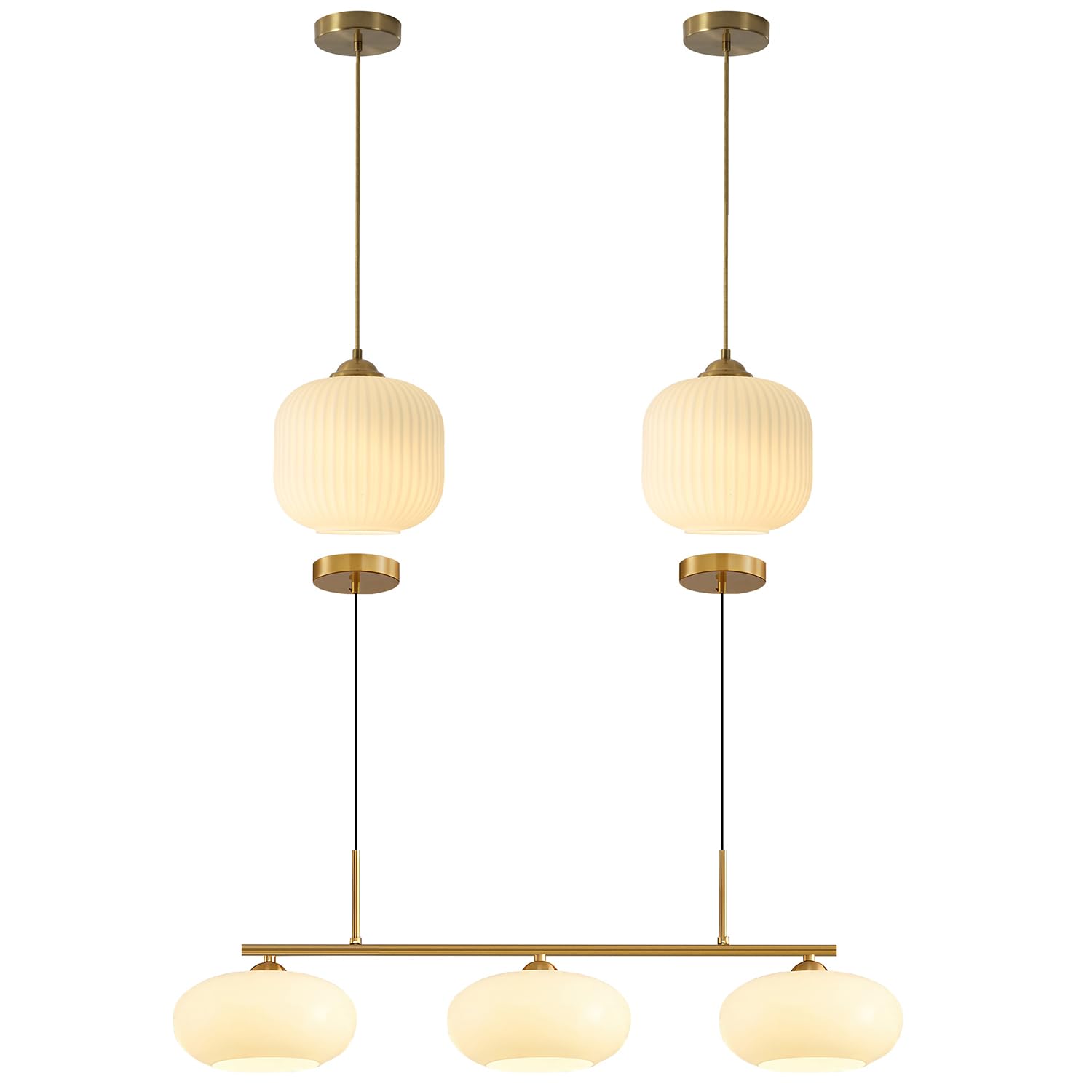 KCO Lighting Modern Gold White Glass Pendant Light Contemporary Brass Kitchen Island Pendant Light Fixture 3 Light Linear Pendant Lighti Modern Globe Linear Chandelierng