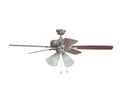 Craftmade Twist N Click 52 in. Brushed Polished Nickel Finish Dual Mount (Flat or Angled Ceiling) Indoor Ceiling Fan with Light Kit and Pull Chains Included