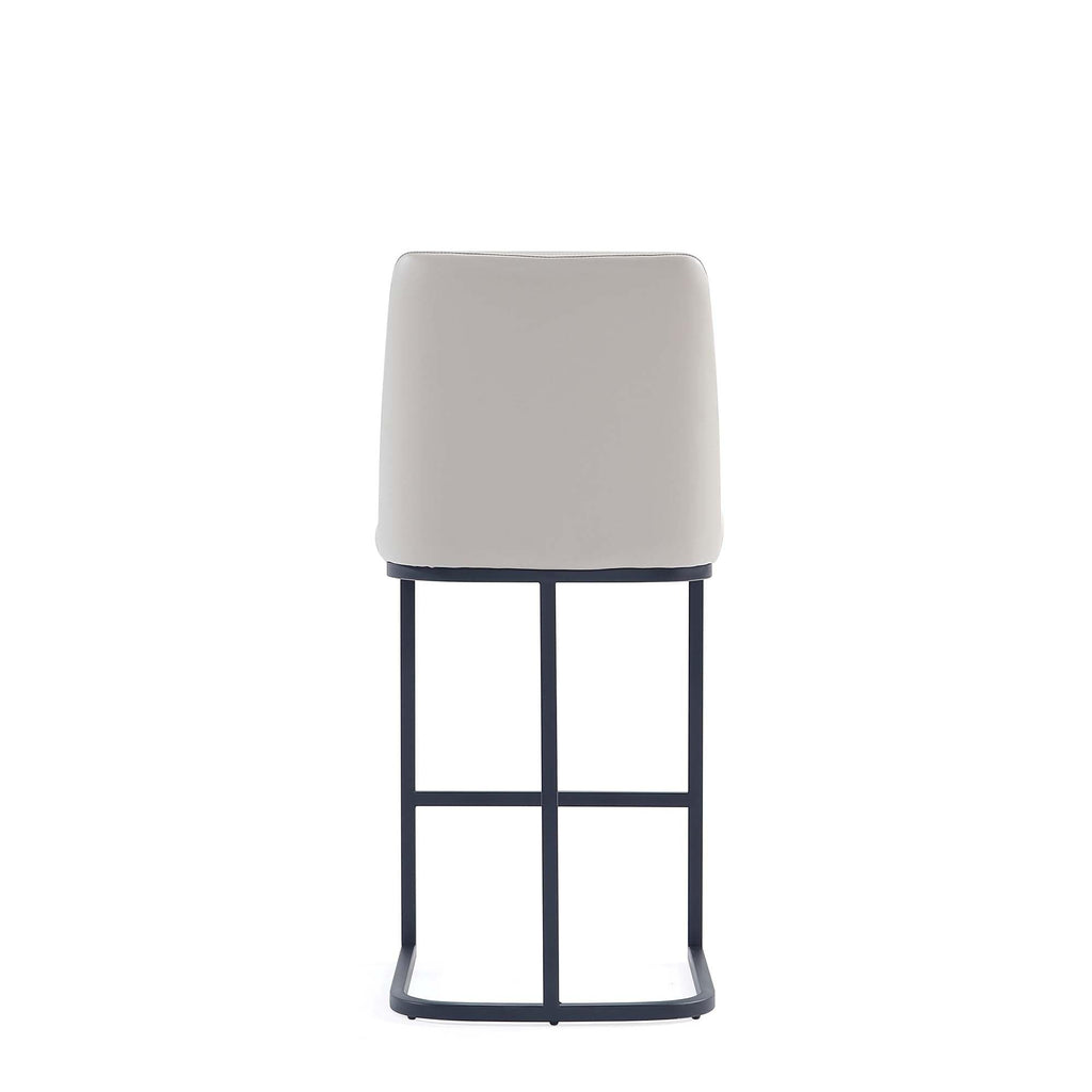 Manhattan Comfort Serena Modern Leatherette Upholstered Counter Stool | Sturdy Metal Frame with Matte Black Finish | High-Density Foam Padding | Elegant Design for Bar and Kitchen, Light Grey