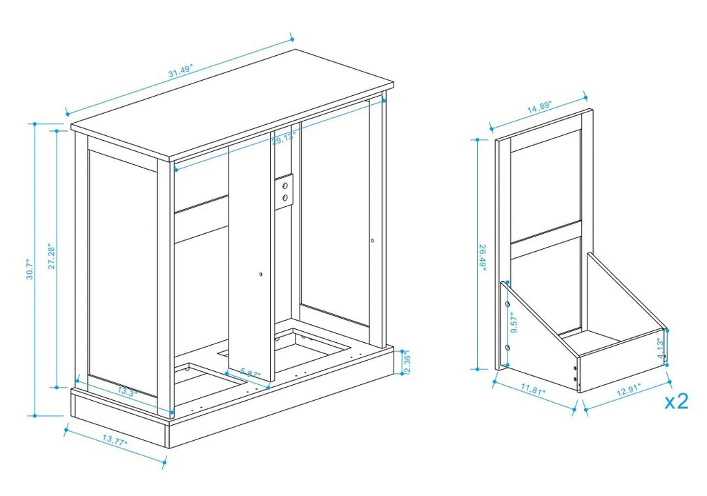 Modern Contemporary Laundry Sorter Cabinet, Two-Compartment Tilt-Out, for Bathroom Living Room Hallway
