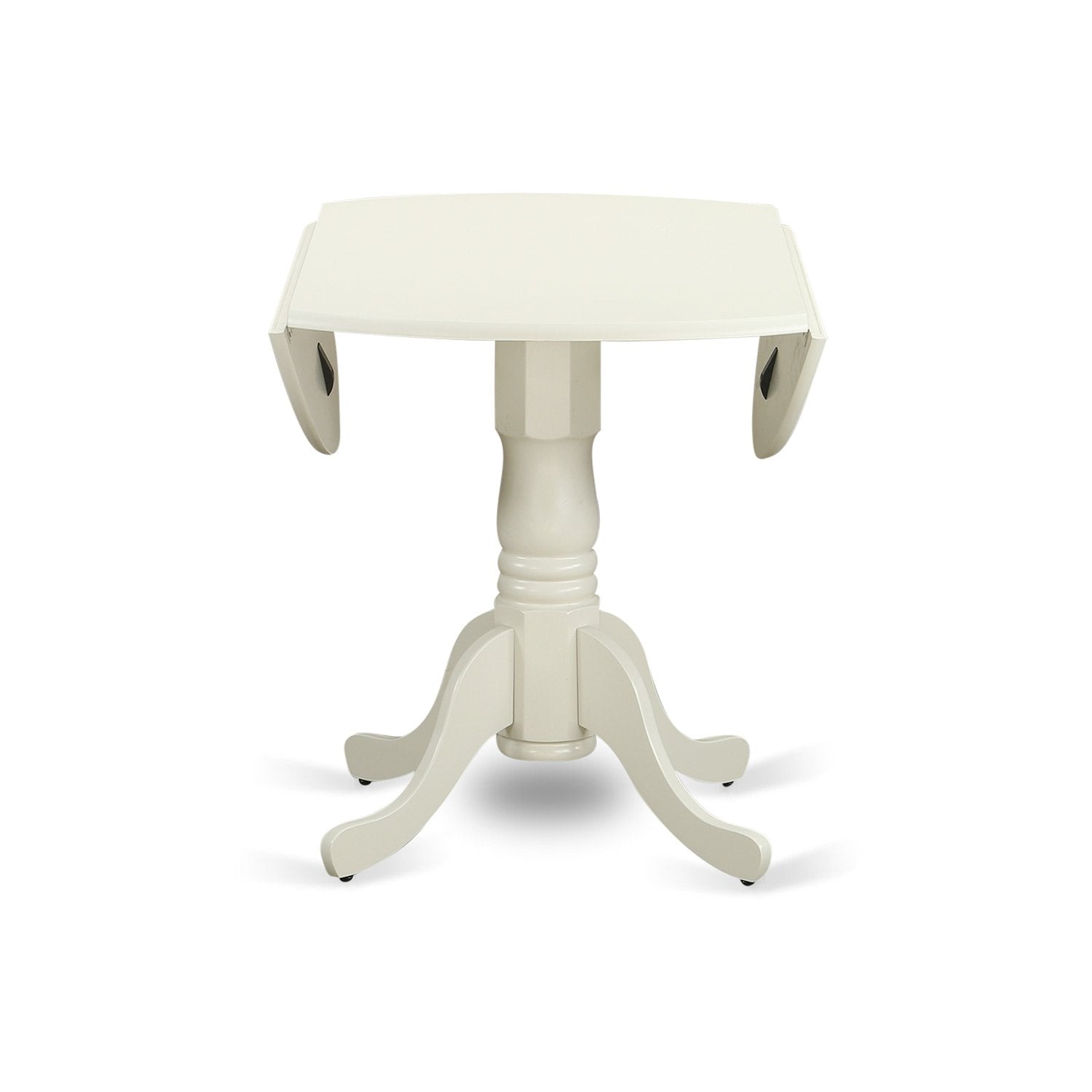 East West Furniture DLBO3-WHI-W 3 Piece Dining Room Table Set Contains a Round Kitchen Table with Dropleaf and 2 Dining Chairs, 42x42 Inch, Linen White