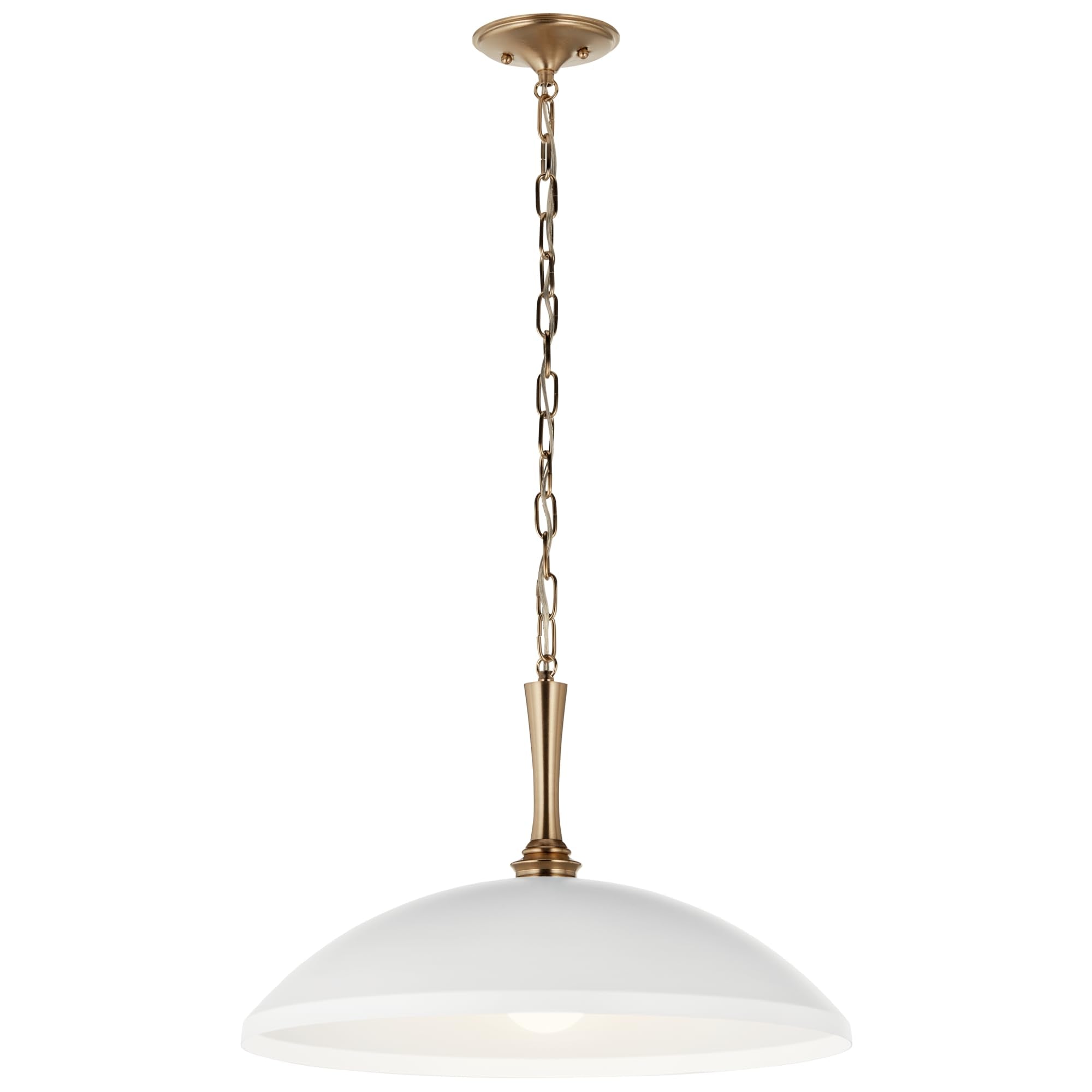 Kichler Delarosa 1-Light Pendant Light Fixture, Traditional Hanging Lamp with White Shade and Champagne Bronze Hardware for Kitchen Island, Dining Room, or Hallway (12.75" x 20.25"), 52638WH