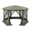 11.5x11.5FT Pop Up Canopy Tent 6 Sided Hexagon Screened Shelter with Mesh Windows, Portable Outdoor Gazebo Tent with Carry Bag, Stakes for Camping Backyard Lawn Patio
