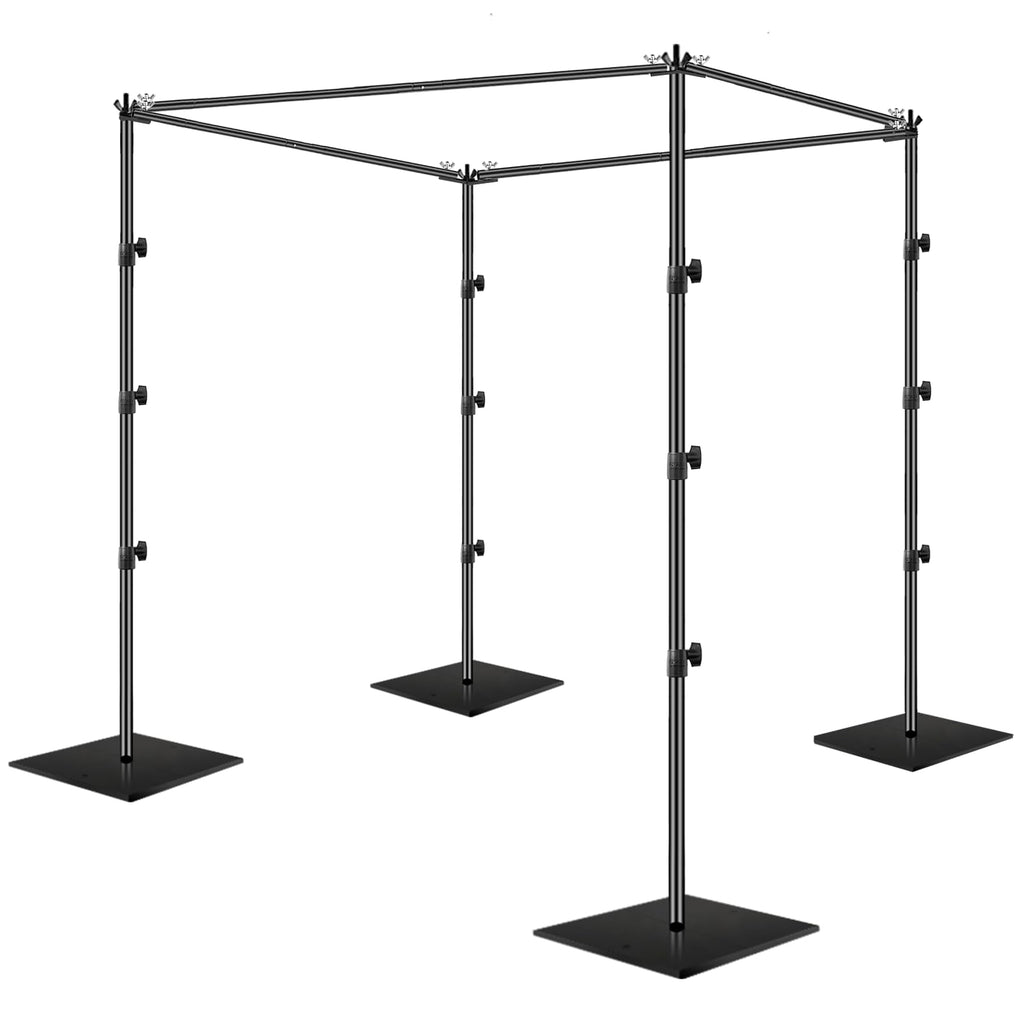EMART 8.5x10ft Square Backdrop Stand for Wedding, Adjustable Pipe and Drape Background Frame Kit with Heavy Duty Metal Steel Base, Photo Back Drop Holder for Birthday Parties Photography - Black